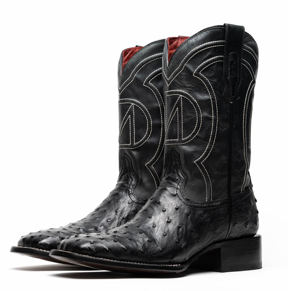 Alabama Black men's ostrich skin boots Pre-Order