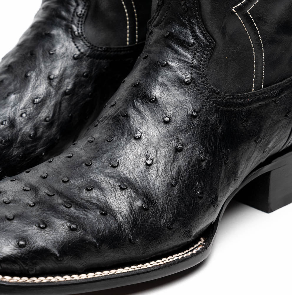 Alabama Black men's ostrich skin boots Pre-Order
