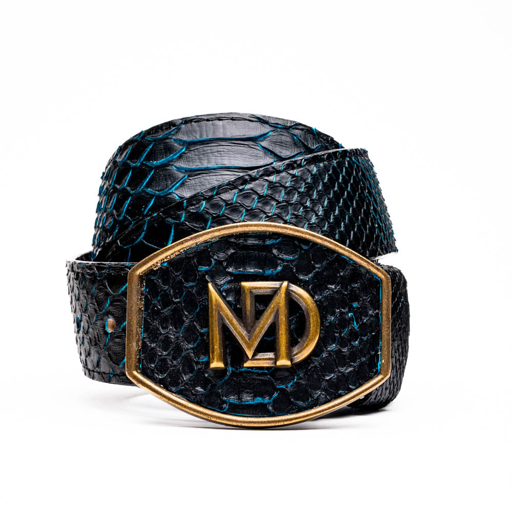 Marco di Milano Arkansas python skin Belt Black / Blue men's unisex