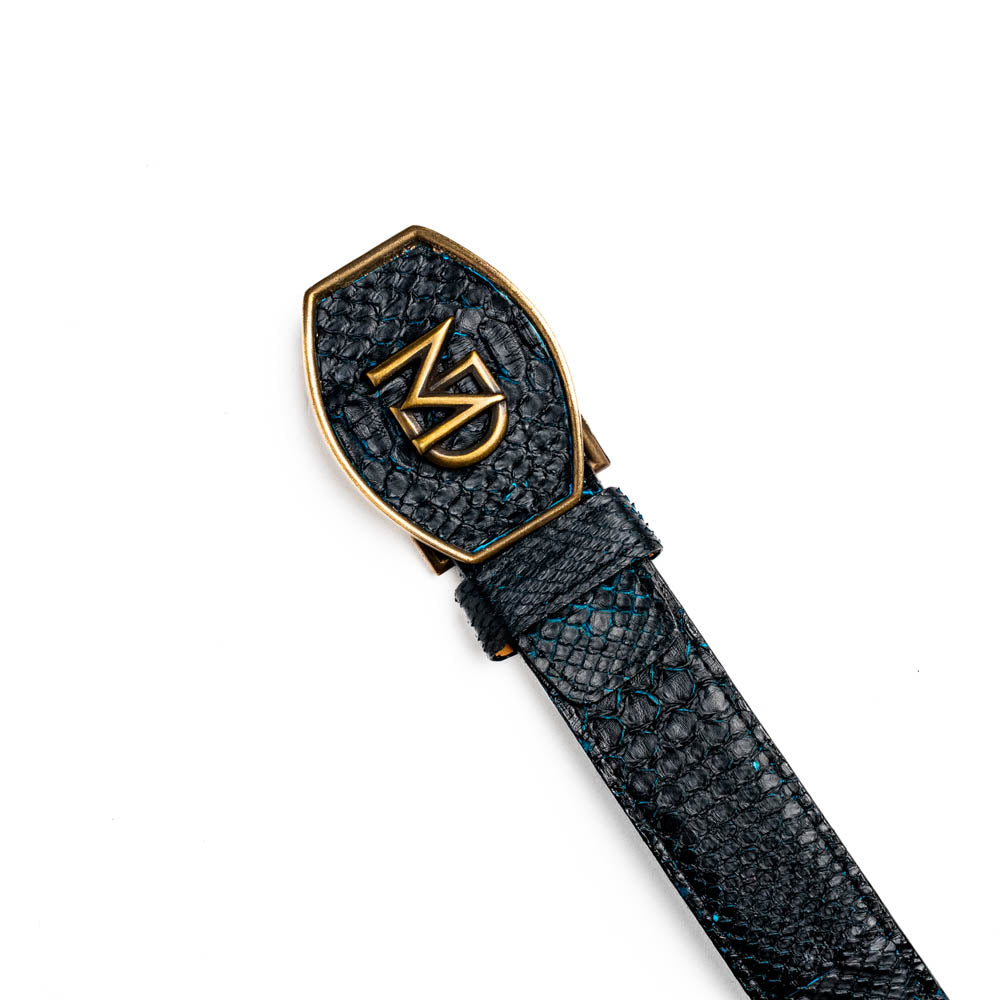 Marco di Milano Arkansas python skin Belt Black / Blue men's unisex