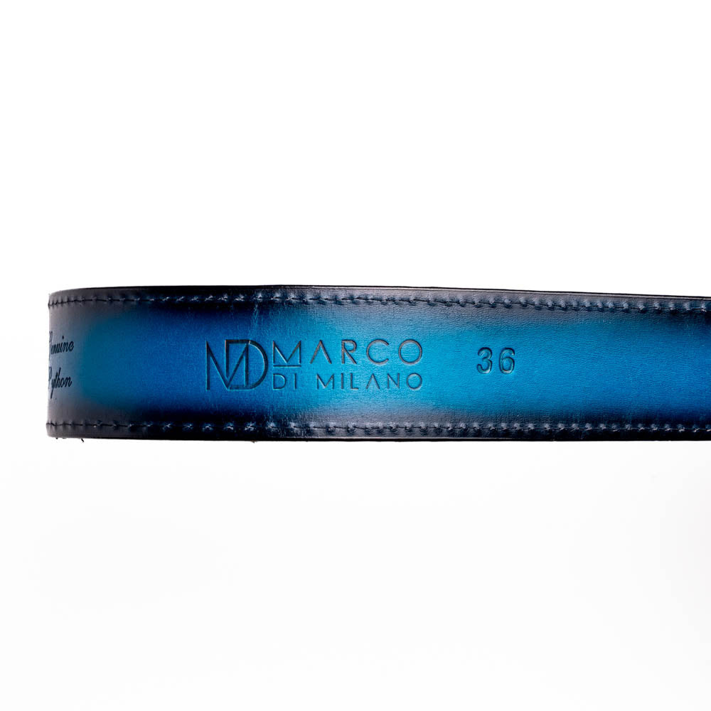 Marco di Milano Arkansas python skin Belt Black / Blue men's unisex