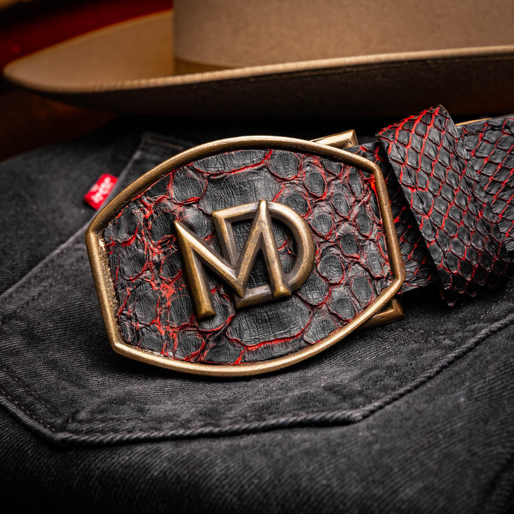 Marco di Milano Arkansas genuine Python snake Belt Black Cherry men's