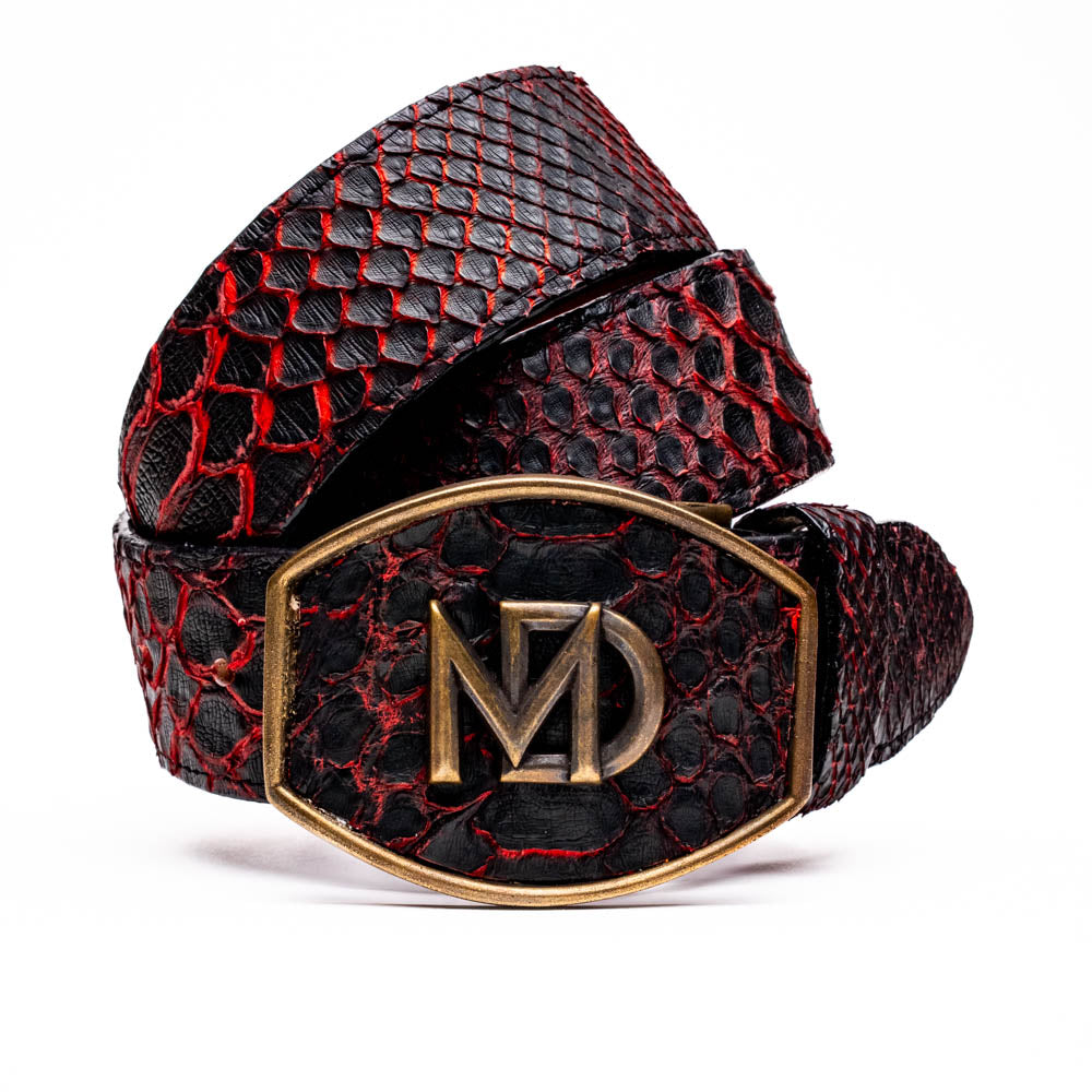 Marco di Milano Arkansas genuine Python snake Belt Black Cherry men's