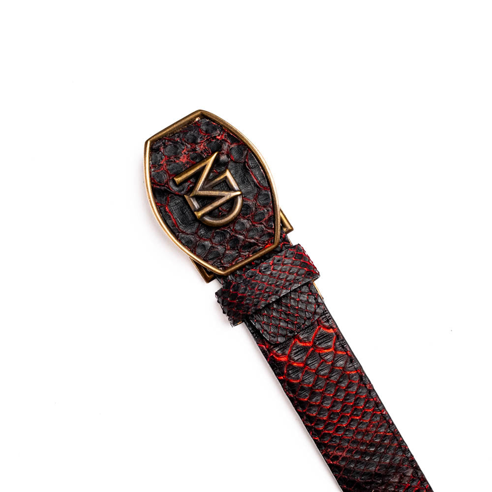 Marco di Milano Arkansas genuine Python snake Belt Black Cherry men's