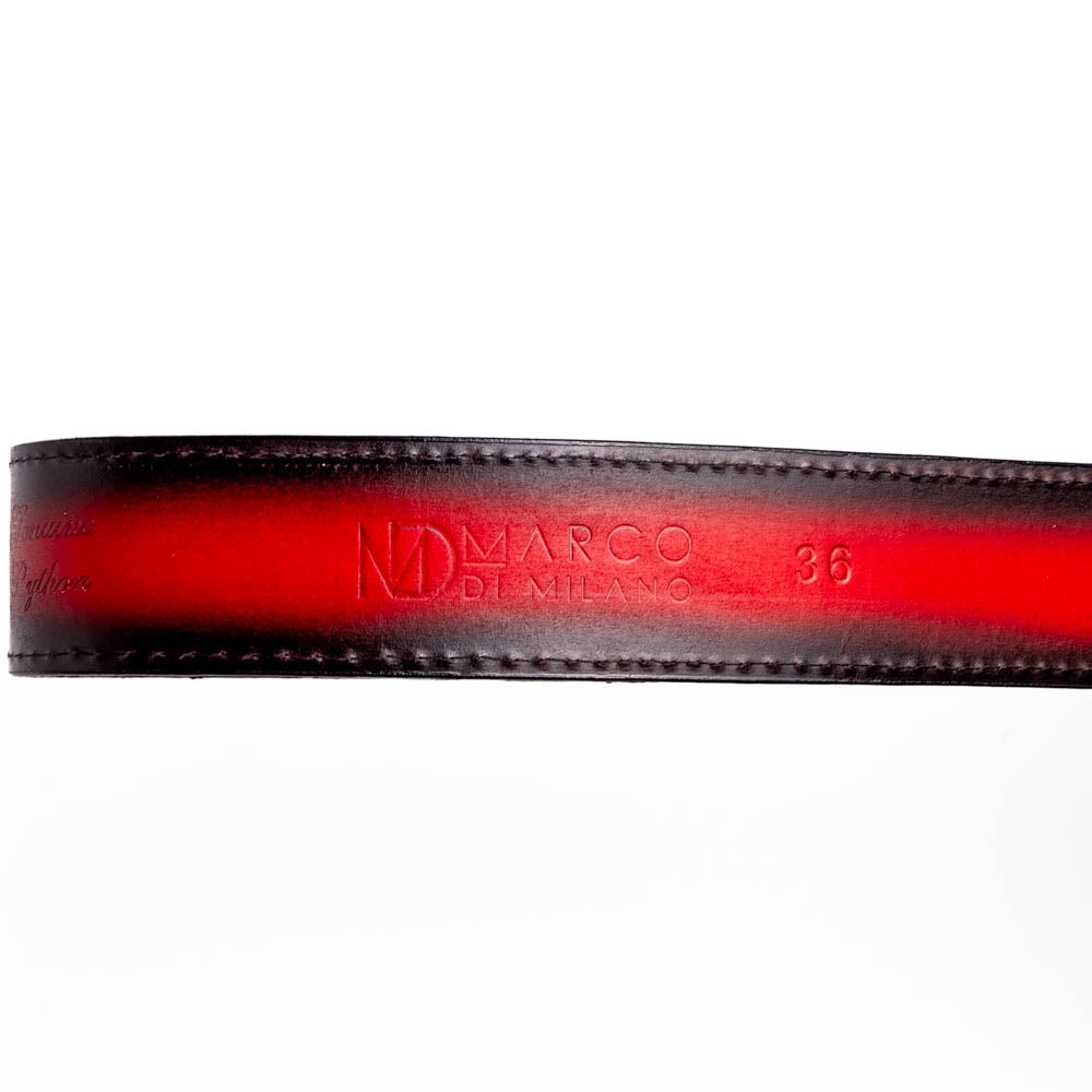 Marco di Milano Arkansas genuine Python snake Belt Black Cherry men's