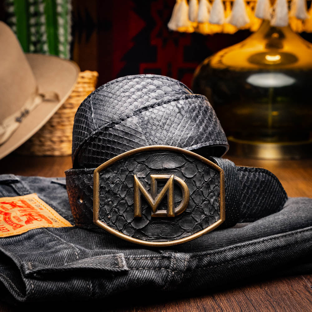 Marco di Milano Arkansas python skin Belt Black men's unisex