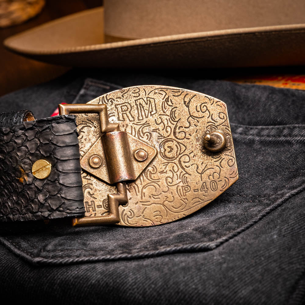 Marco di Milano Arkansas python skin Belt Black men's unisex
