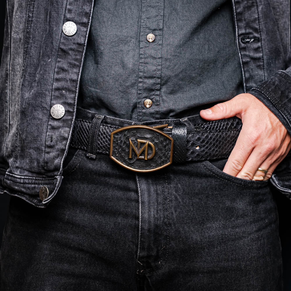 Marco di Milano Arkansas python skin Belt Black men's unisex