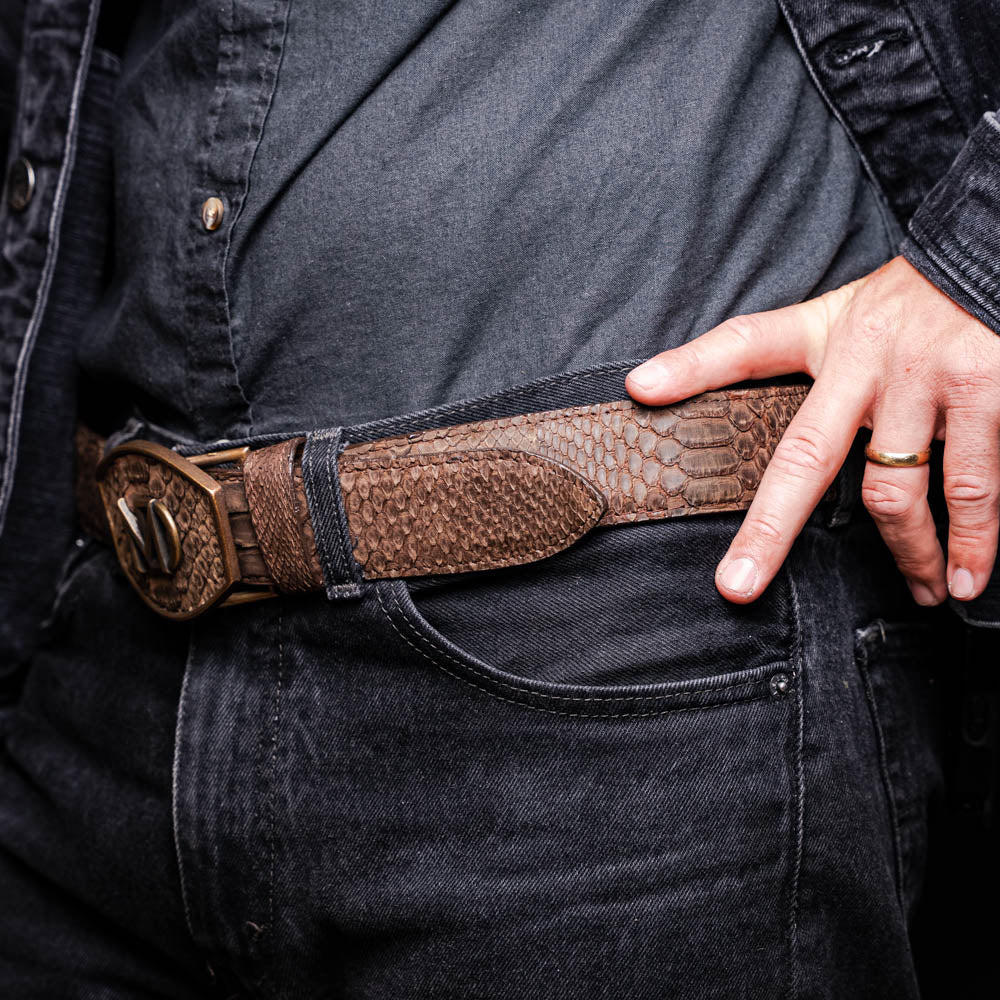 Marco Di Milano Arkansas men's Belt Brown snake skin python
