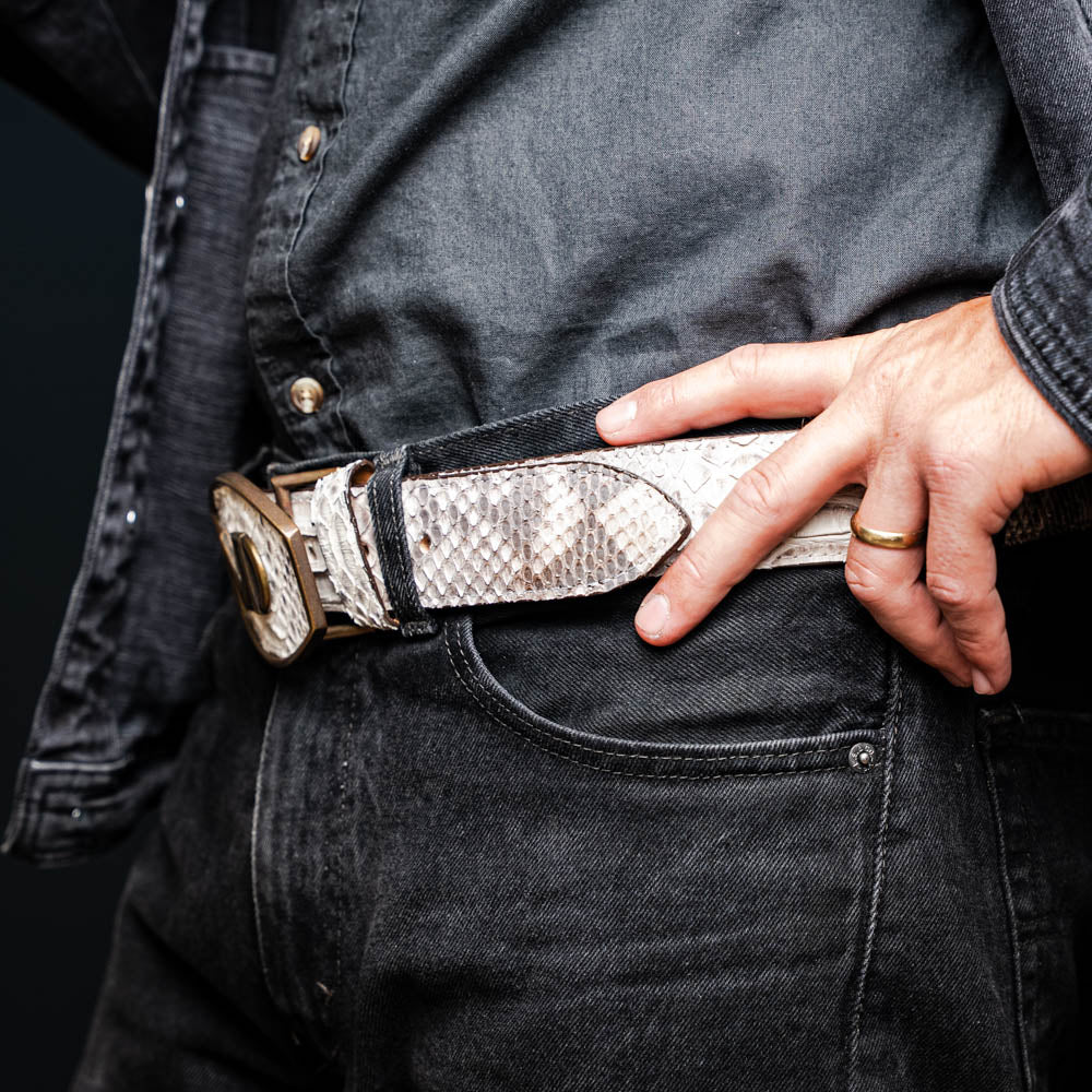 Marco Di Milano Arkansas Belt genuine natural Python snake skin men's