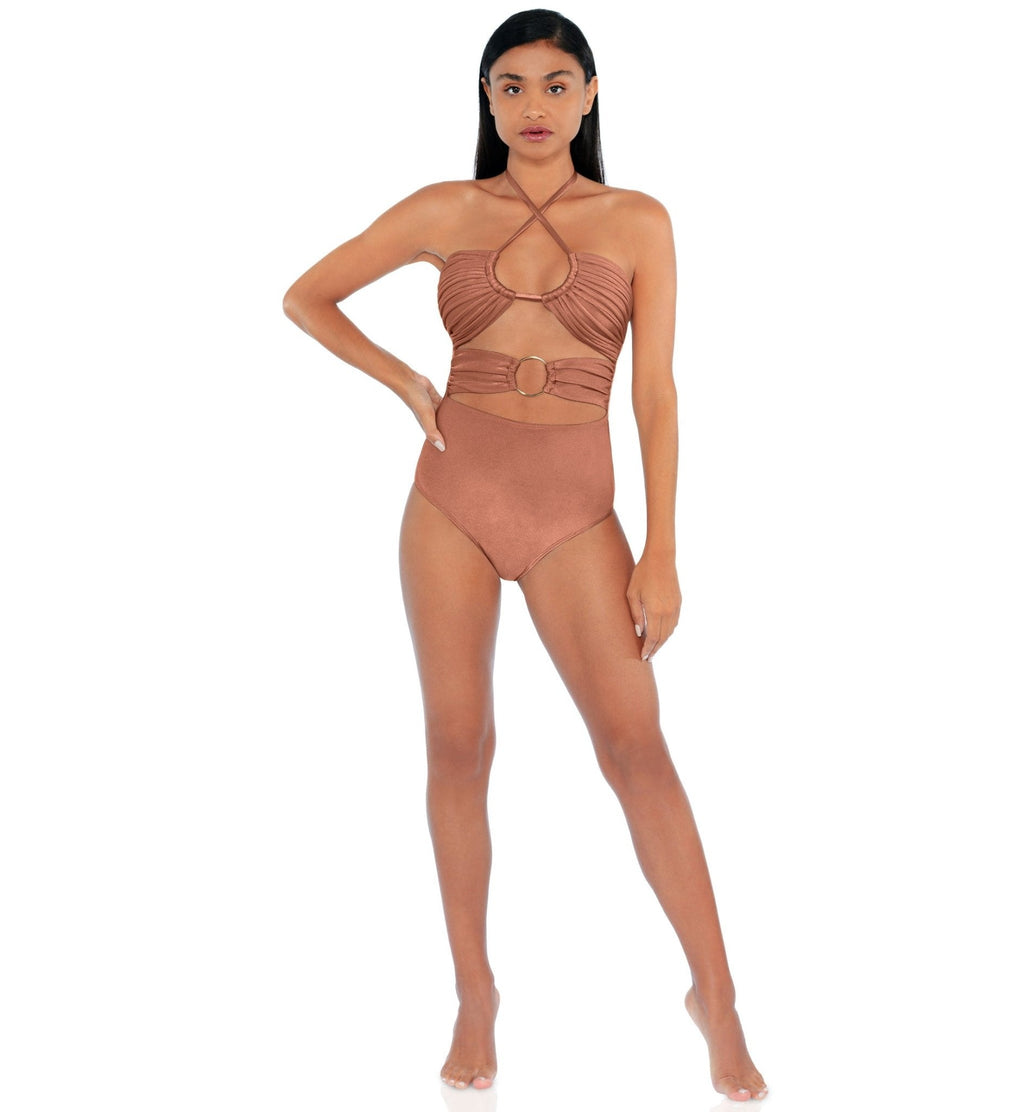 ATHENE ONE-PIECE Swimsuit SPF 50 18K gold plated hardware Macrame Luxury