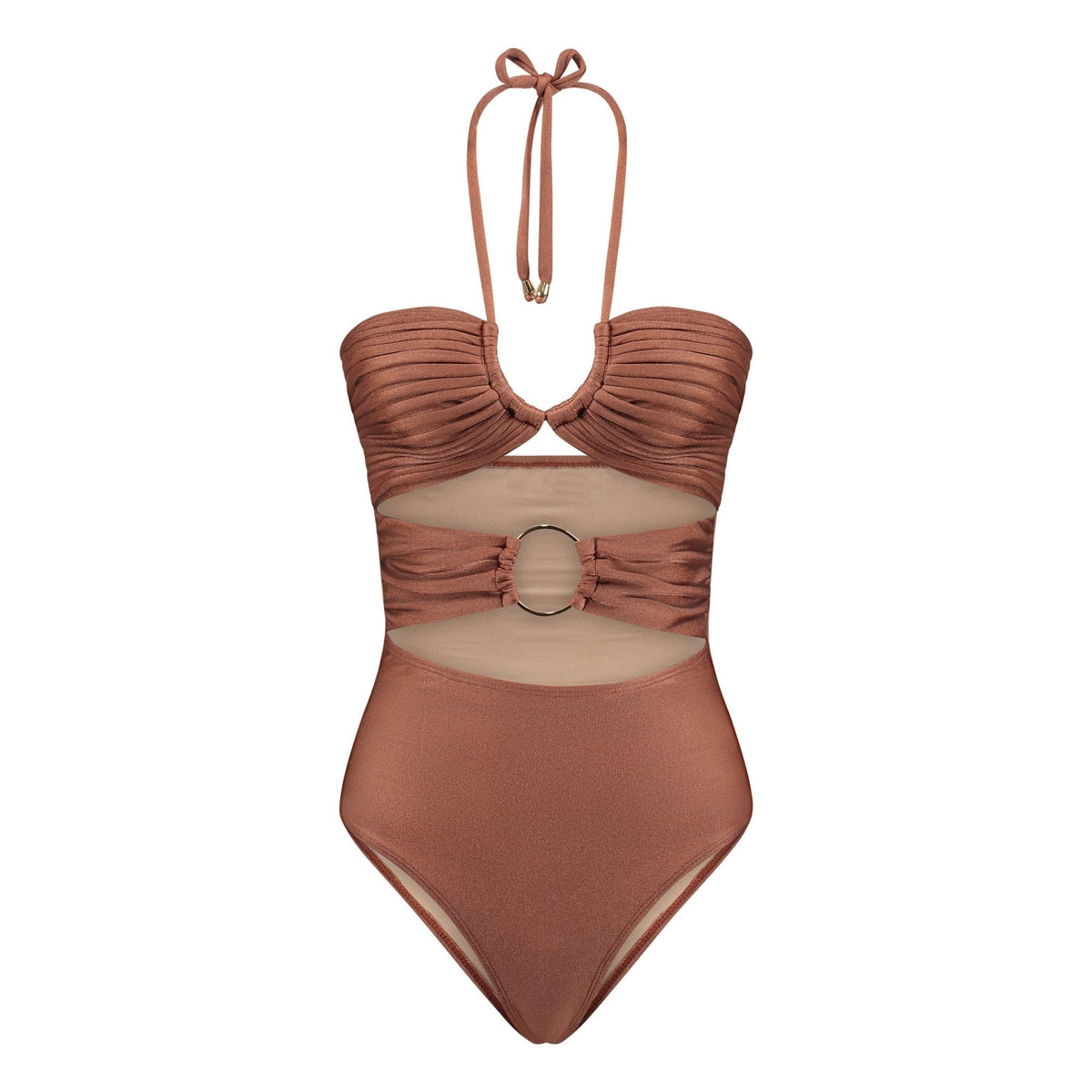 ATHENE ONE-PIECE Swimsuit SPF 50 18K gold plated hardware Macrame Luxury