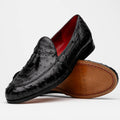 Aubiere genuine ostrich quill loafers shoes tasseled men's dress casual