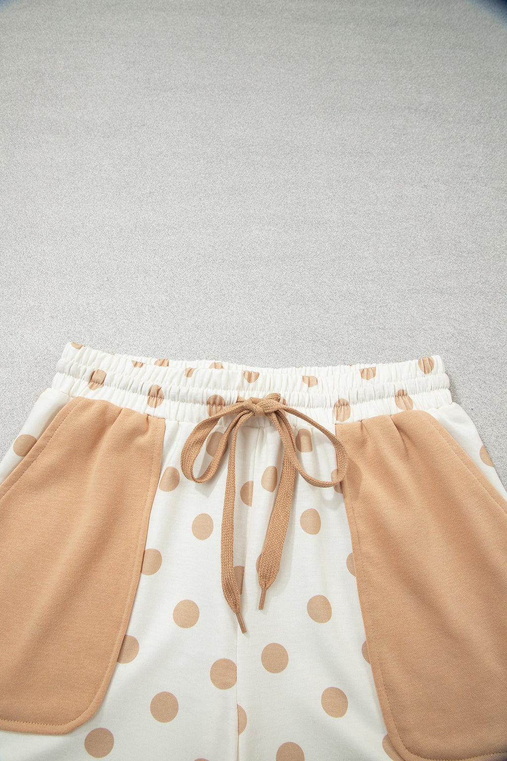 Zoey Pullover Patch Pocket Casual Shorts Set Pink or Khaki Outfit  Indie & Co. Ladies polka dot