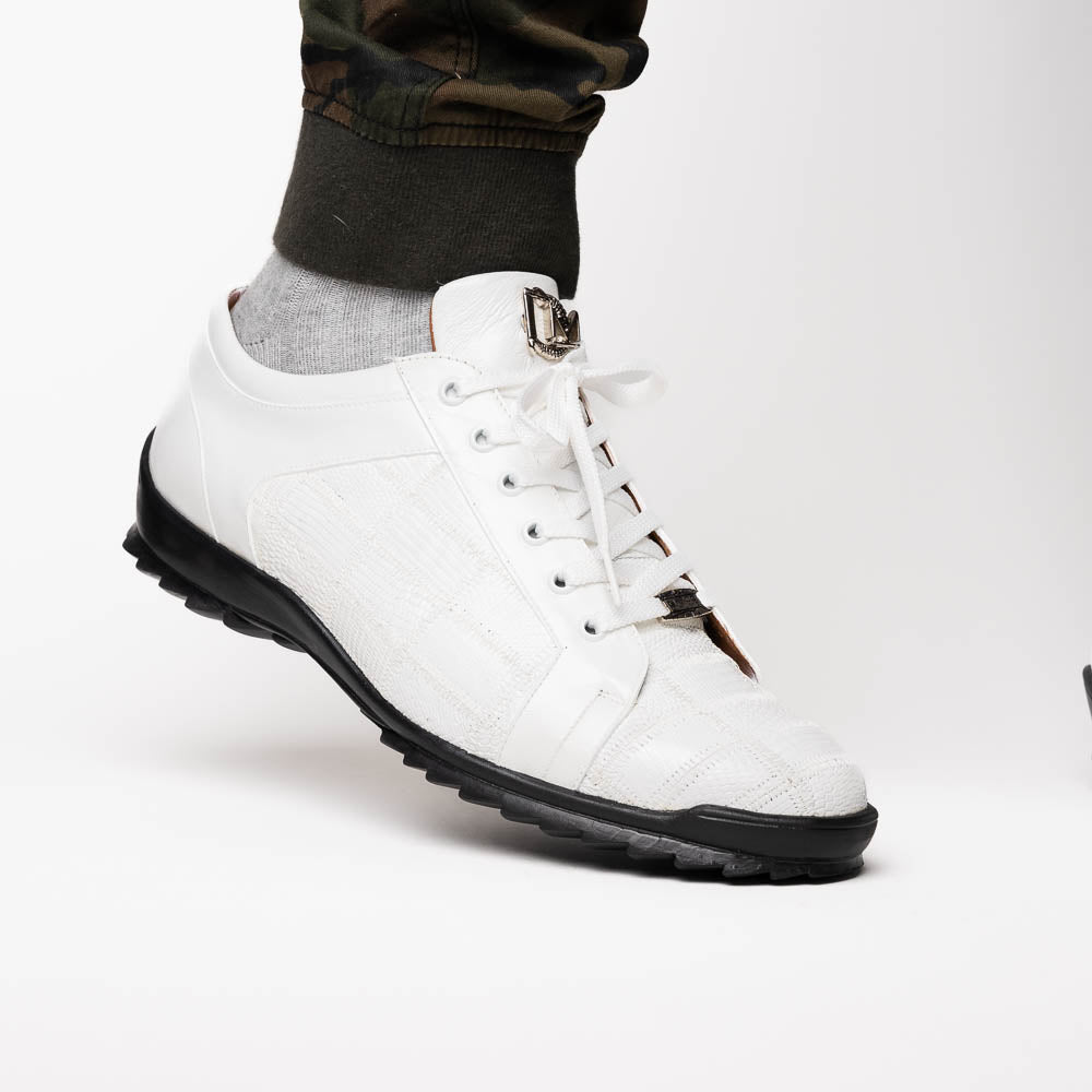 Bari White genuine lizard skin sneakers shoes men's Milano