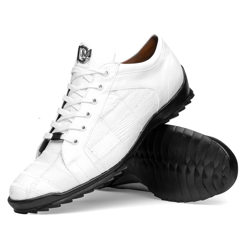 Bari White genuine lizard skin sneakers shoes men's Milano