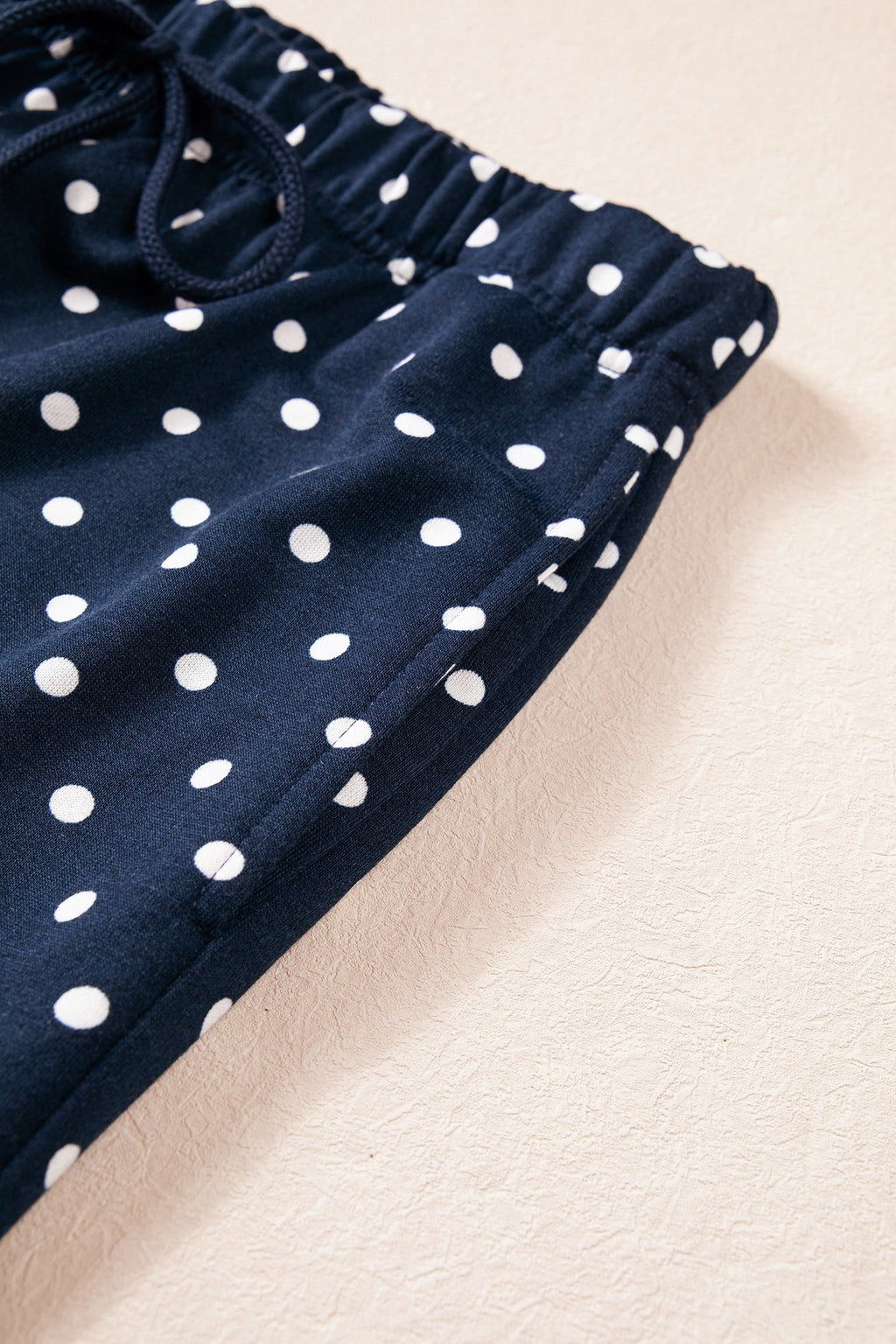 Jane Polka Dot Drawstring Wide Leg Long Sleeve Top Pant Set Outfit