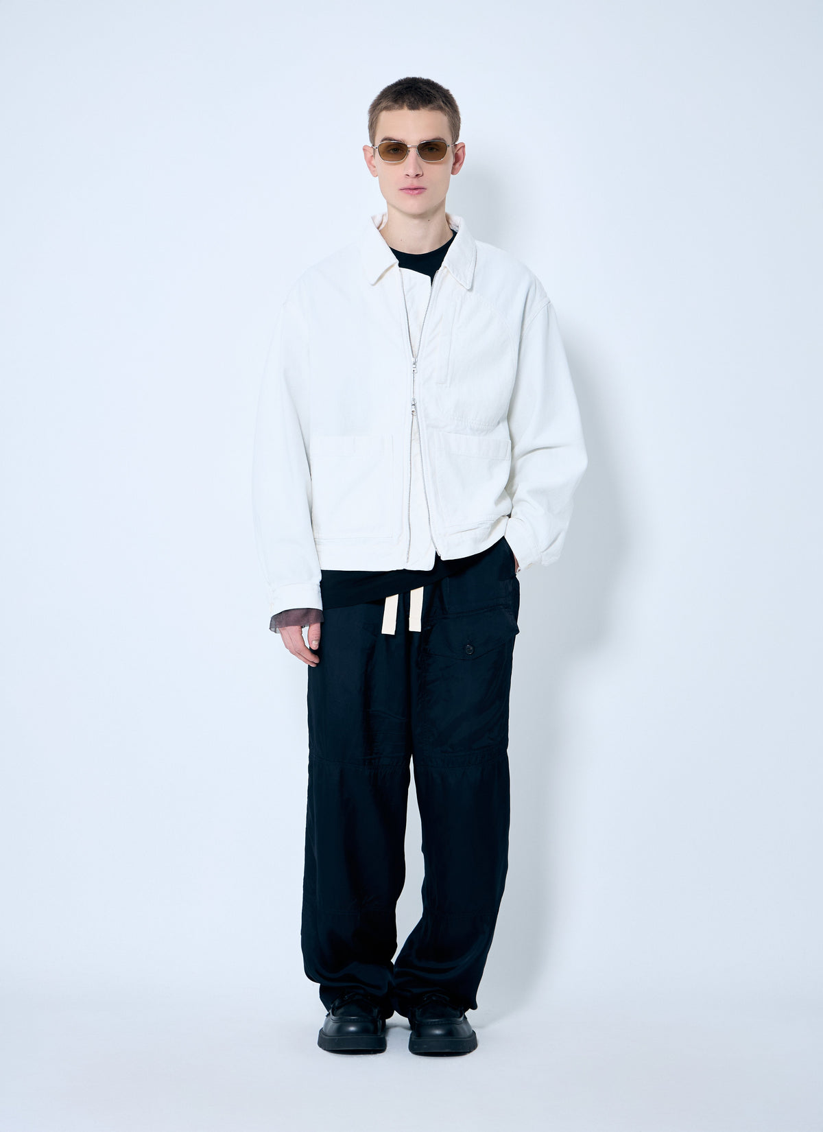 Dries Van Noten Men's Veper Jacket Coat Cotton Zip white