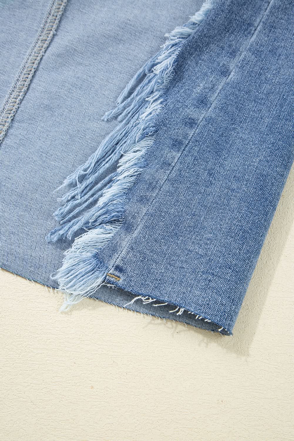 Myosotis Distressed long Denim Midi Skirt Irregular Look Boutique blue jean