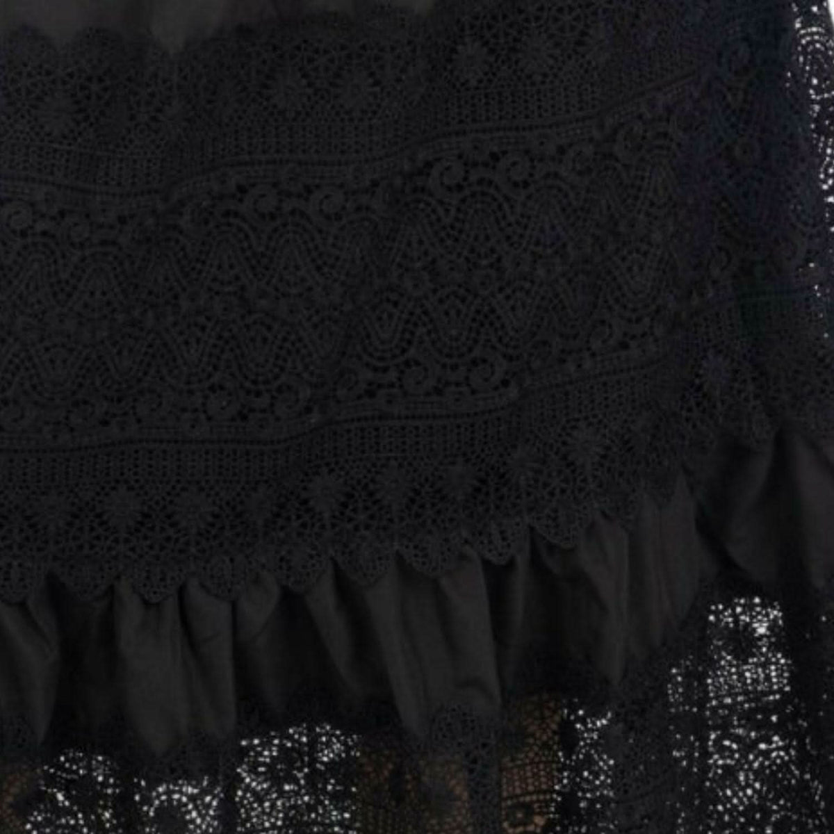 Emily Guipure Lace cropped Top & Maxi Skirt Set In Black suit ladies Akalia XS