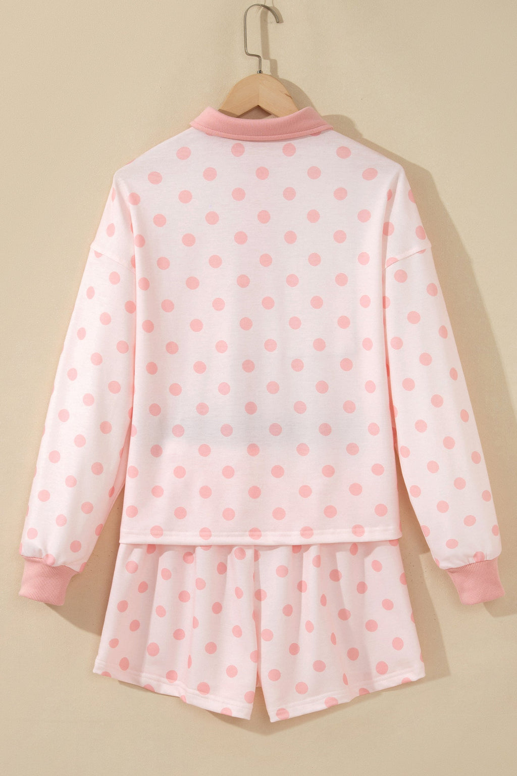 Zoey Pullover Patch Pocket Casual Shorts Set Pink or Khaki Outfit  Indie & Co. Ladies polka dot