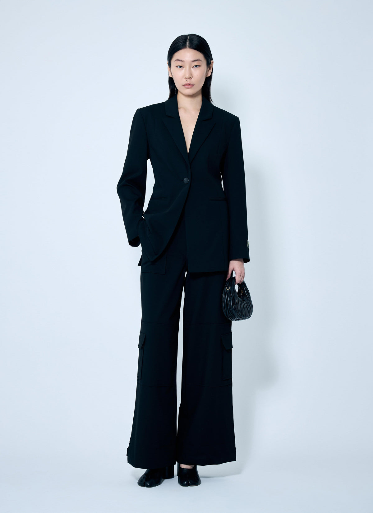Ganni Ladies Solid Twill Suiting Cargo Pants Slacks Career