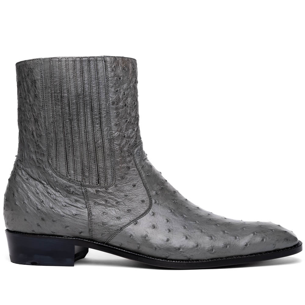 Giorgio Serpentine Gray genuine ostrich quill boots zip men's Milano