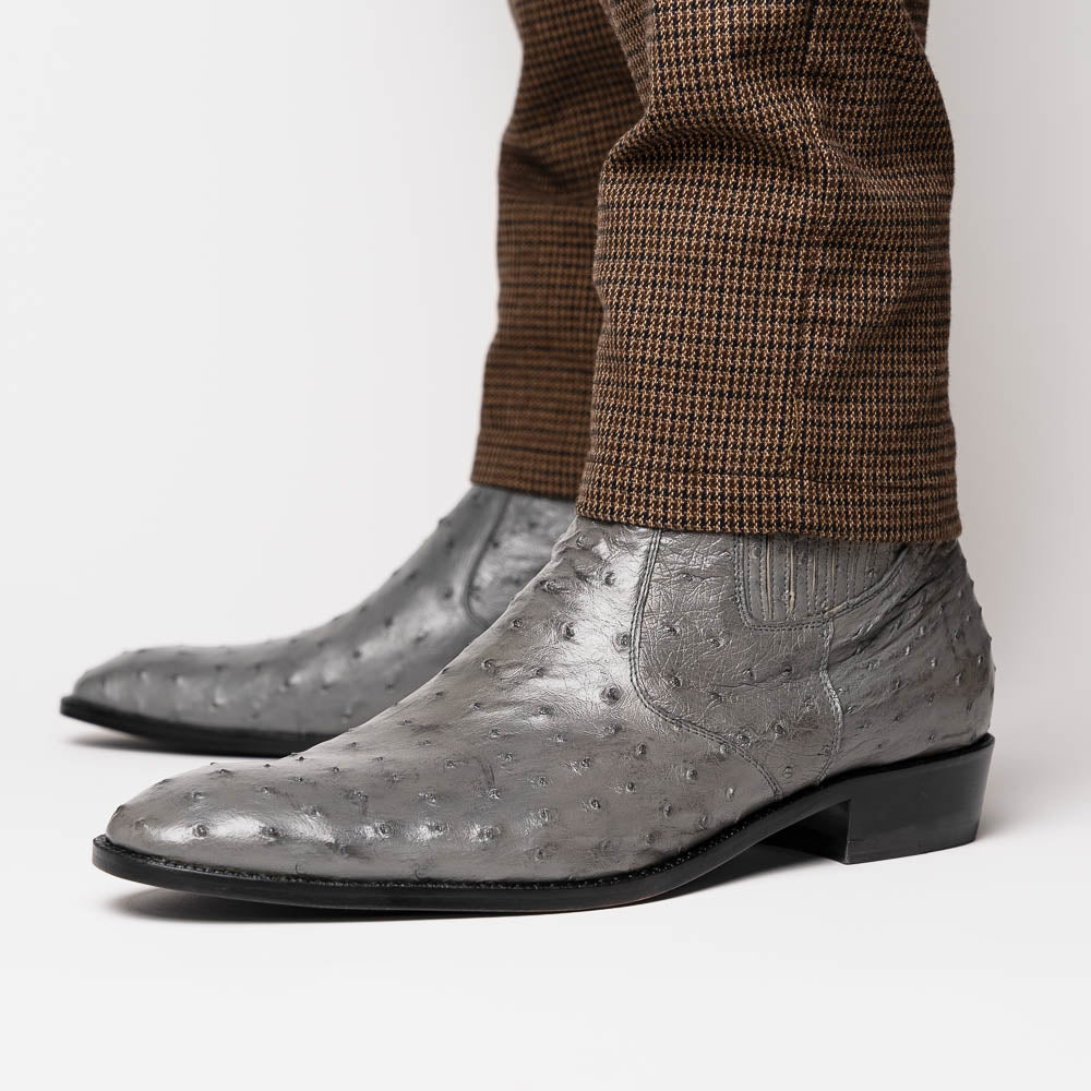 Giorgio Serpentine Gray genuine ostrich quill boots zip men's Milano