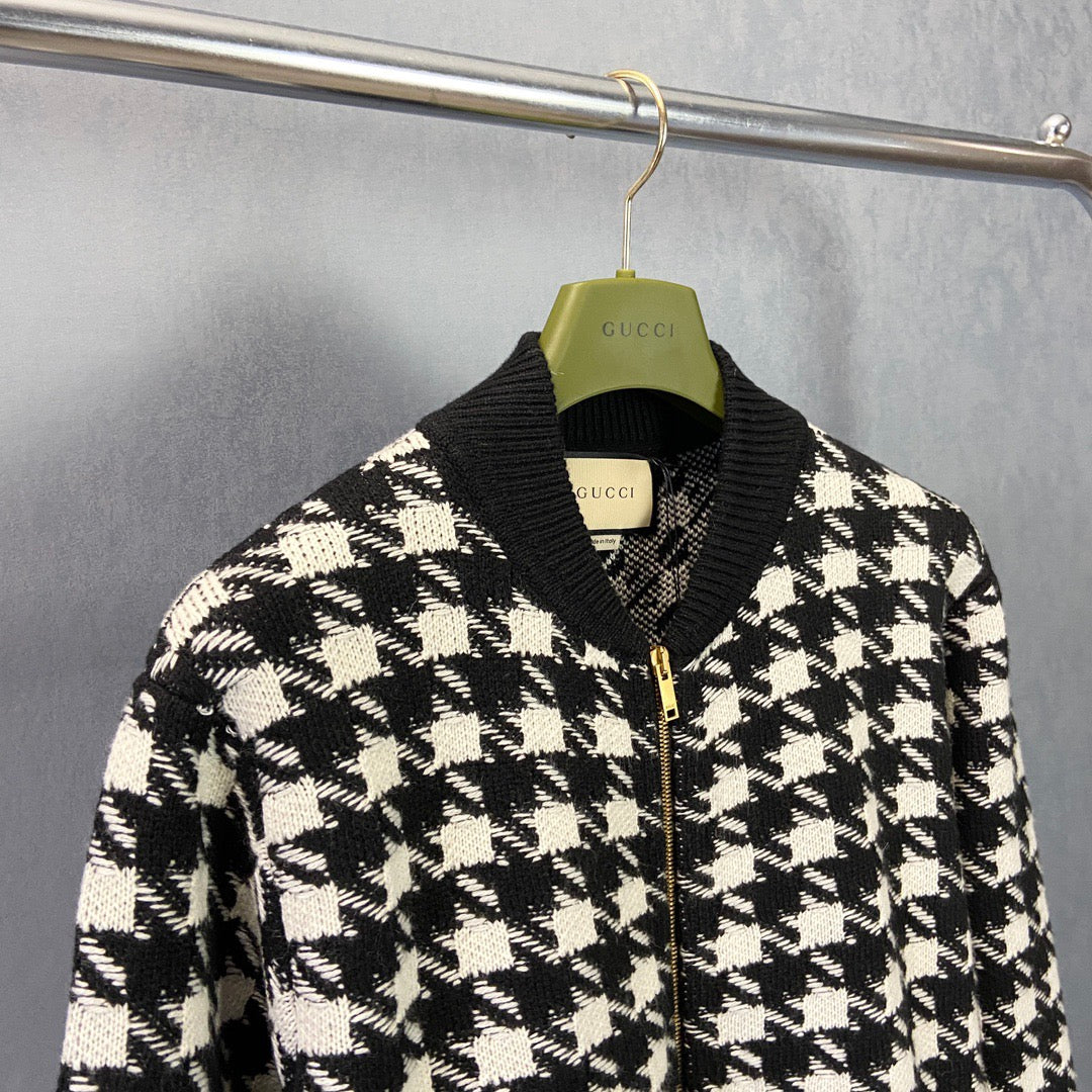 Gucci Houndstooth Bomber Jacket Unisex Sweater