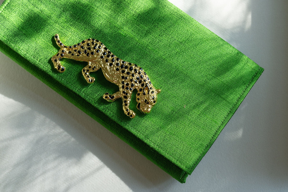 Garland Bag Jess Clutch Handbag Purse Silk Lime Green
