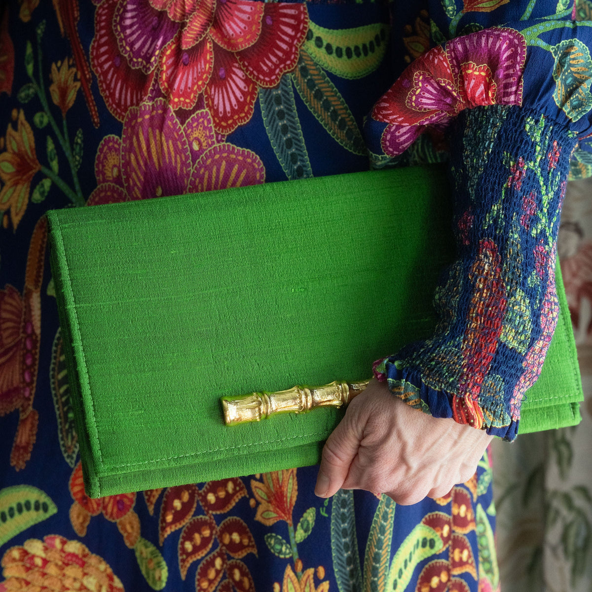 Garland Bag Jess Clutch Handbag Purse Silk Lime Green