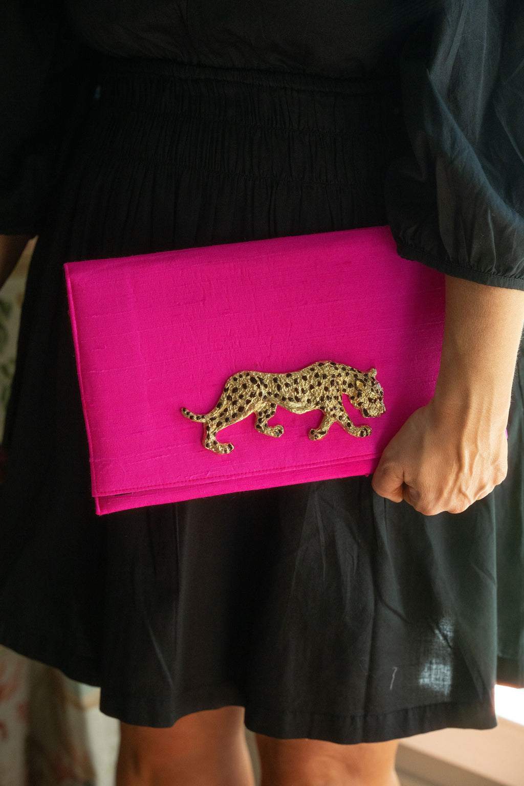 Garland Bag Hot Pink Cindy Clutch Handbag Purse Silk