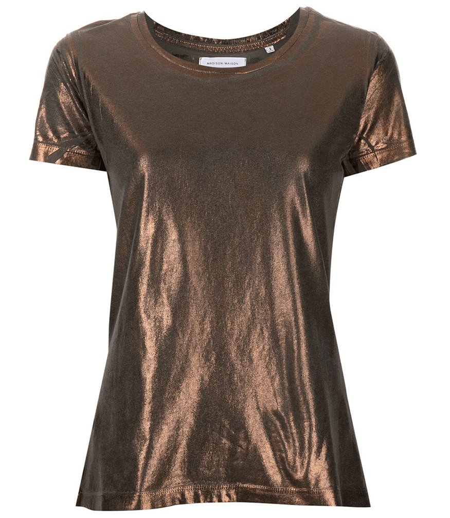 Metallic Coated Cotton T-Shirt Bronze Italy Maison Foil Army top
