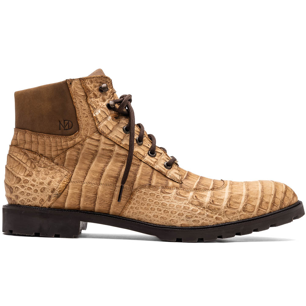 Leoni Oil Genuine Caiman Crocodile men's lace-up boots shoes Italy