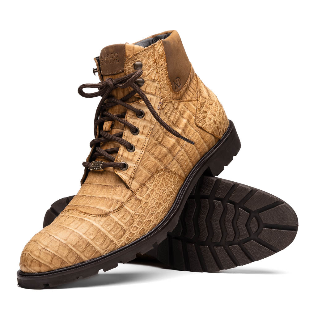 Leoni Oil Genuine Caiman Crocodile men's lace-up boots shoes Italy