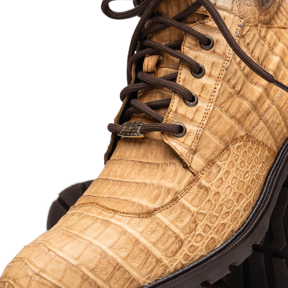 Leoni Oil Genuine Caiman Crocodile men's lace-up boots shoes Italy