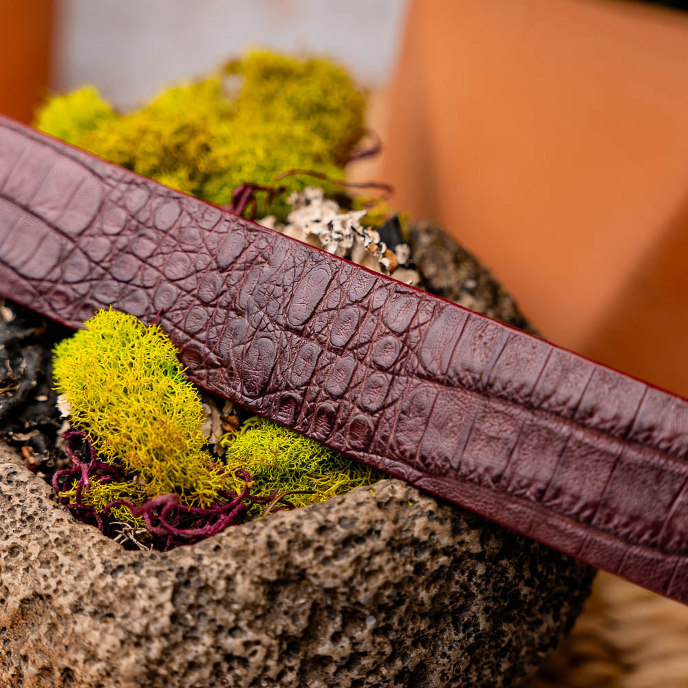 Riccardo Belt Wine genuine Caiman skin Milano men's Italy