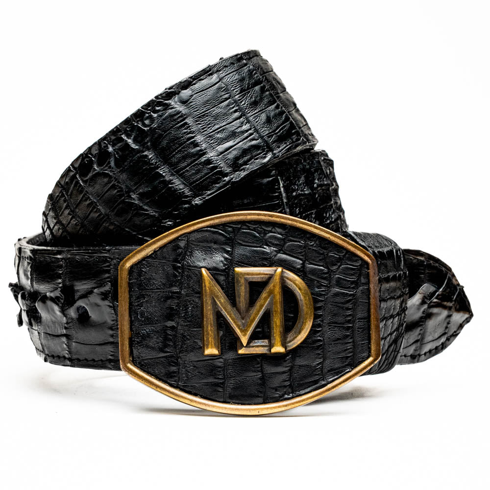 Marco di Milano Marlboro real Caiman Crocodile Hide Belt Black unisex men's