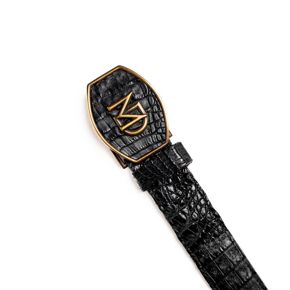 Marco di Milano Marlboro real Caiman Crocodile Hide Belt Black unisex men's