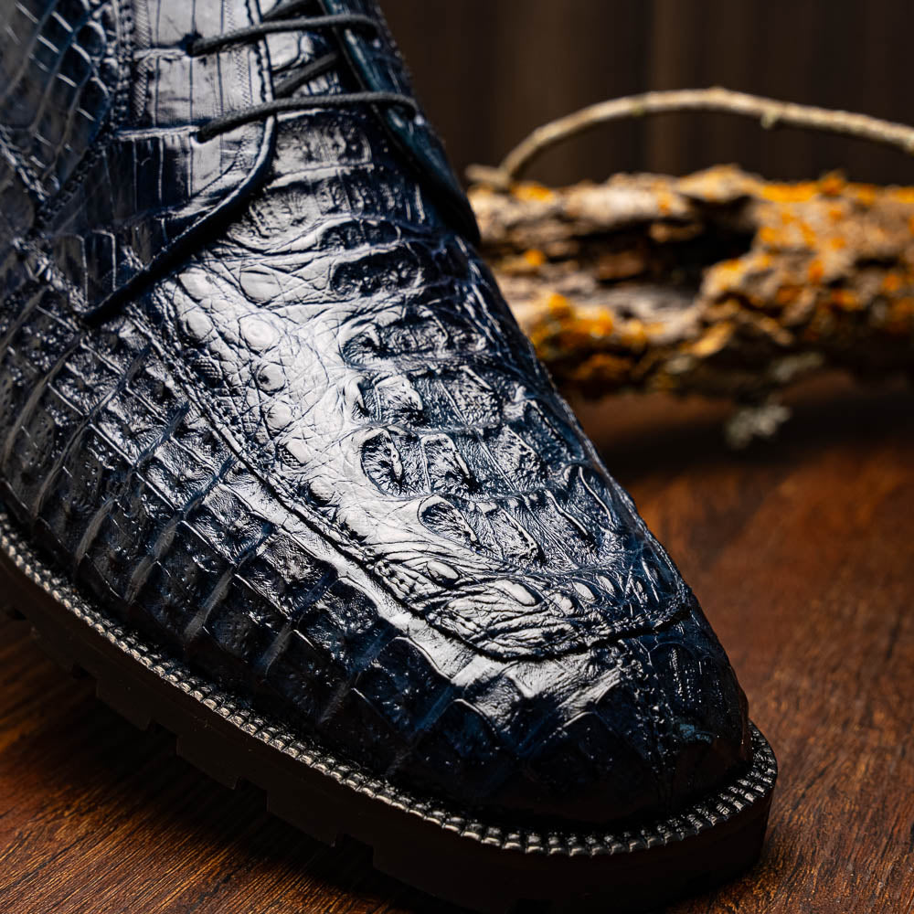 Martinelli men's genuine Caiman Crocodile boots lace-up navy Milano shoes