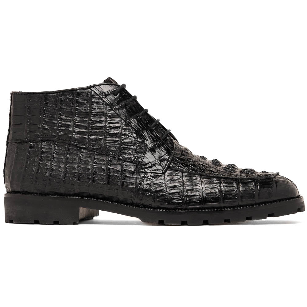 Martinelli Black Caiman crocodile men's ankle boots shoes dress casual Milano