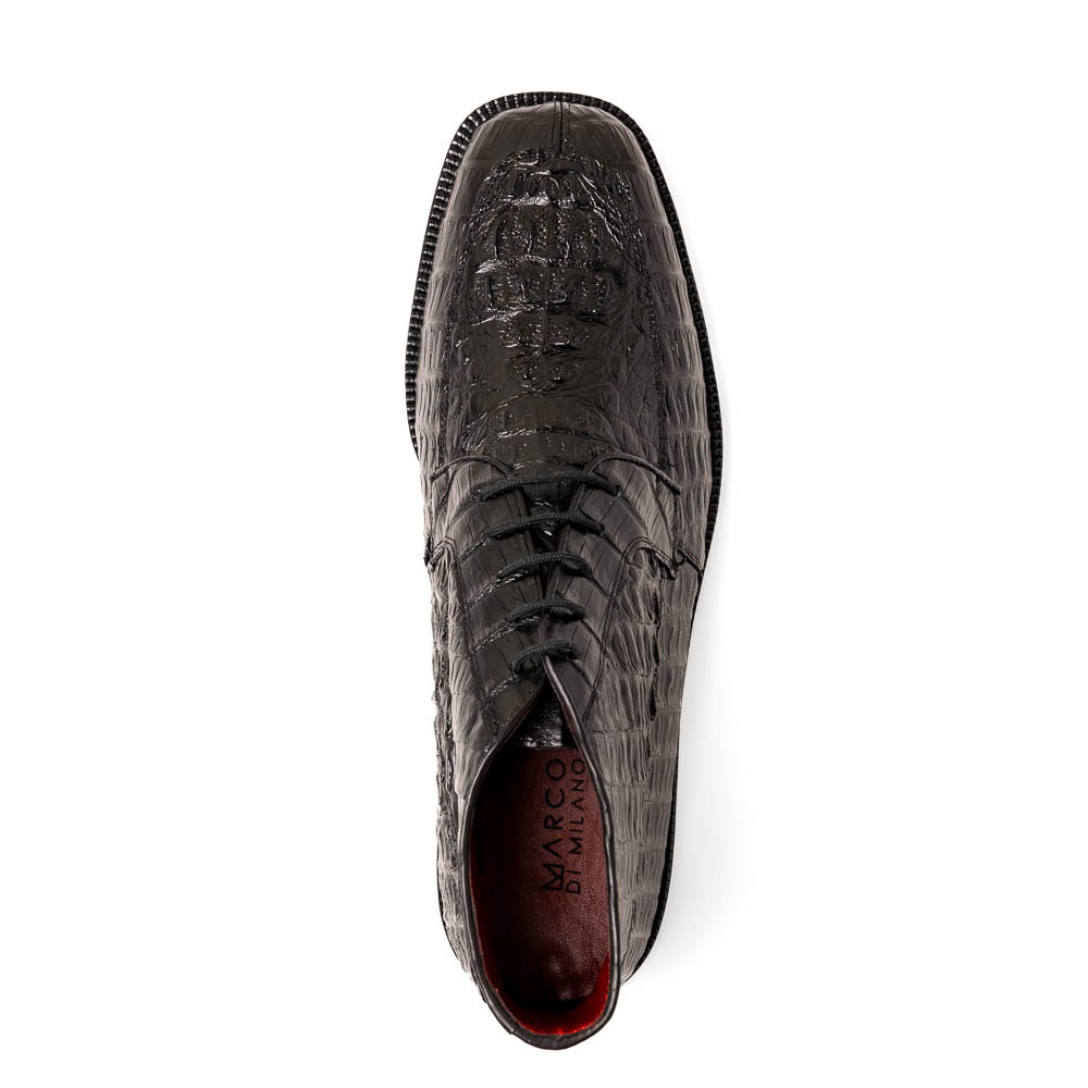 Martinelli Black Caiman crocodile men's ankle boots shoes dress casual Milano