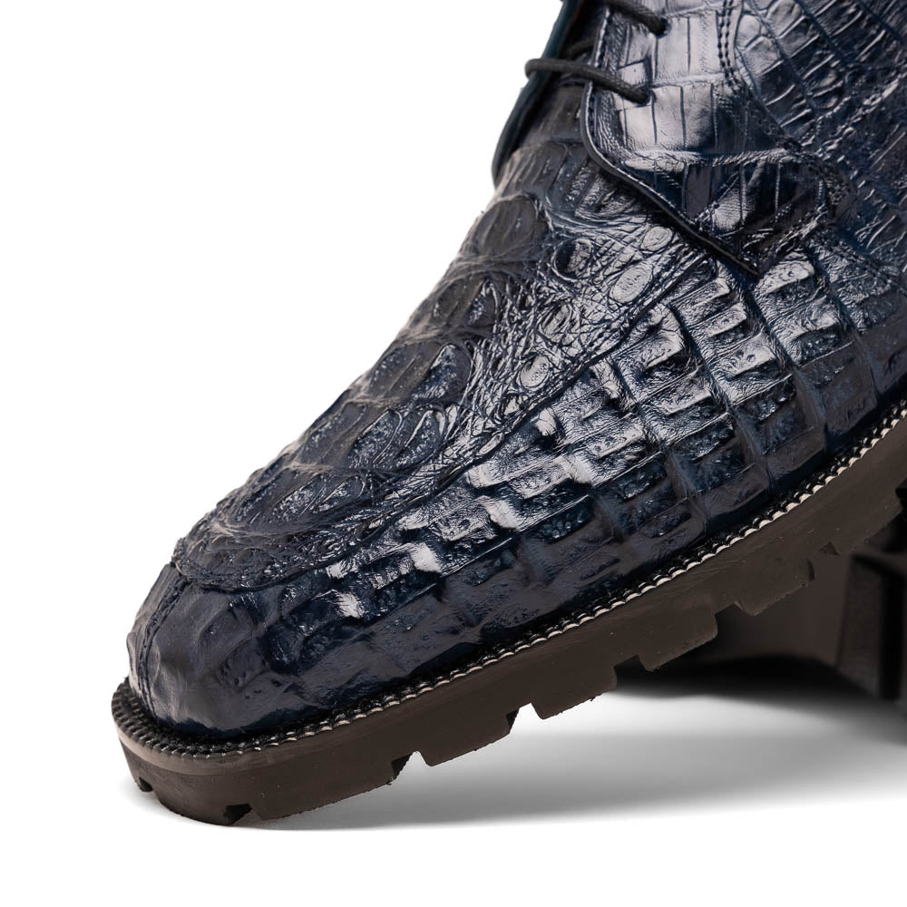 Martinelli men's genuine Caiman Crocodile boots lace-up navy Milano shoes