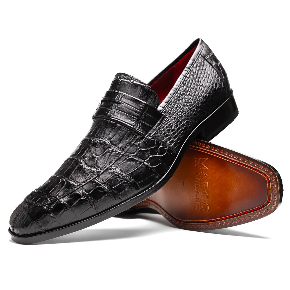 Matteo Black Genuine alligator skin loafers men's dress shoes Milano
