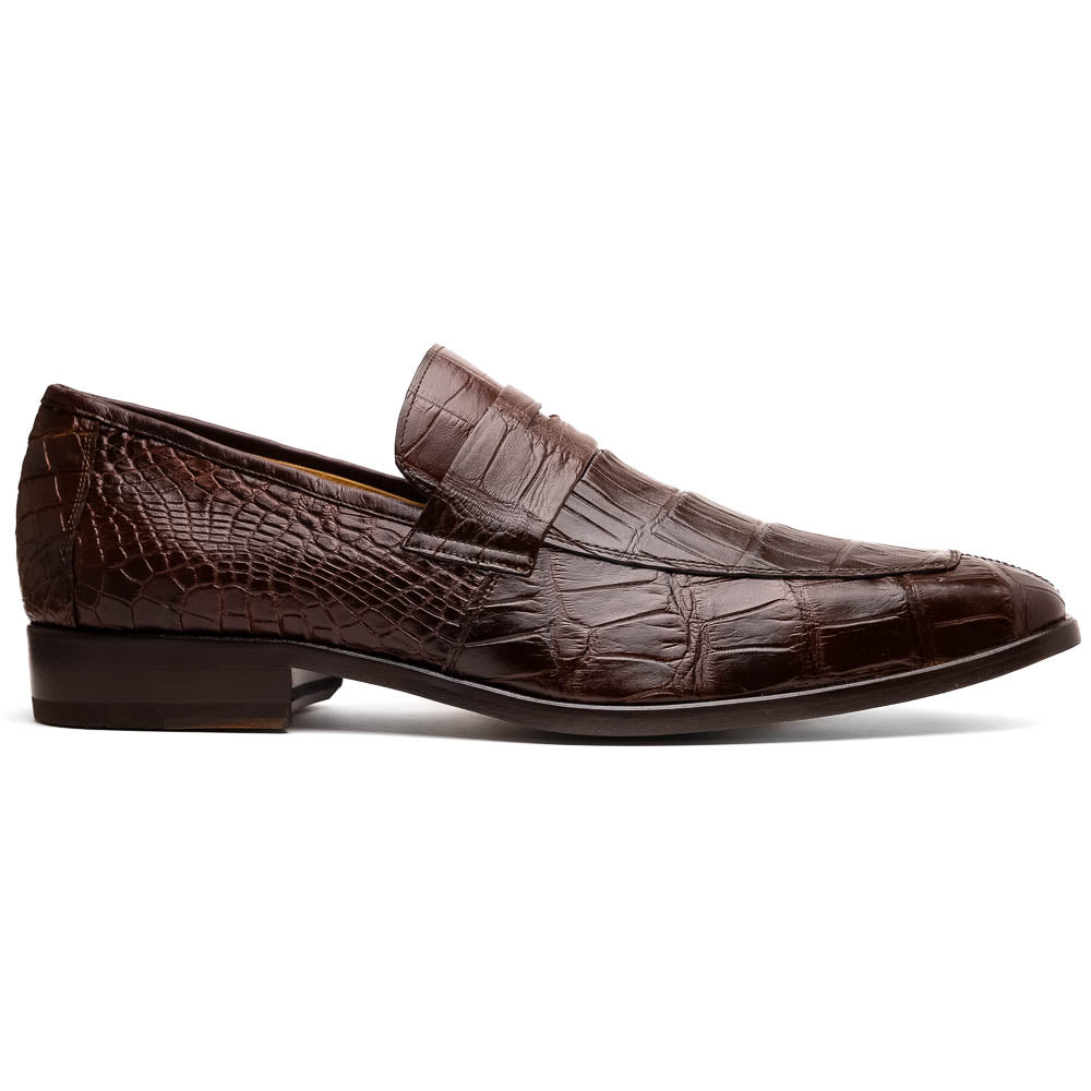Matteo Brown genuine alligator skin loafers men's shoes Milano