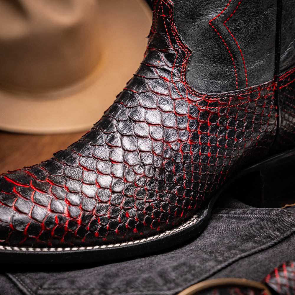Marco di Milano Genuine Python snake skin boots Missouri Black Cherry men's