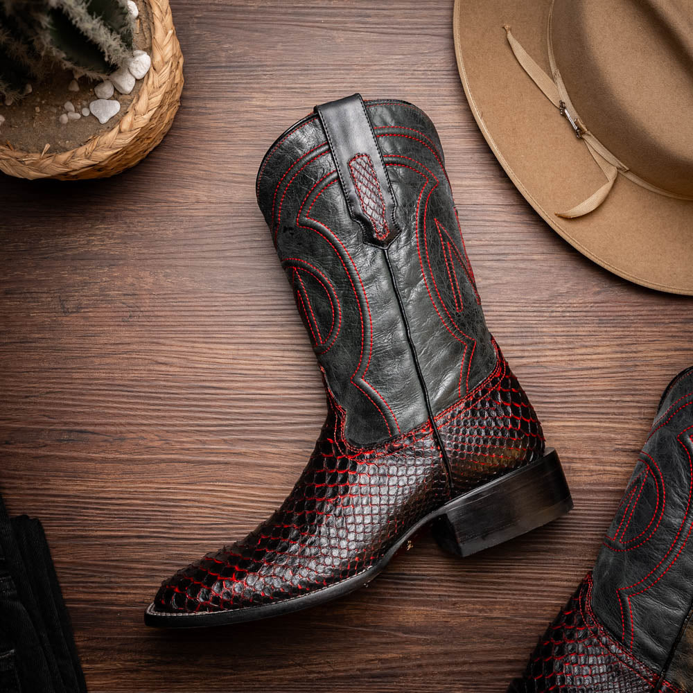 Marco di Milano Genuine Python snake skin boots Missouri Black Cherry men's