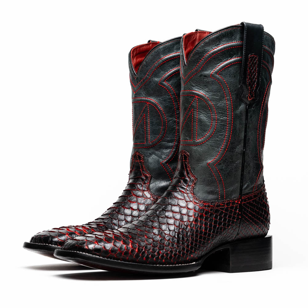 Marco di Milano Genuine Python snake skin boots Missouri Black Cherry men's