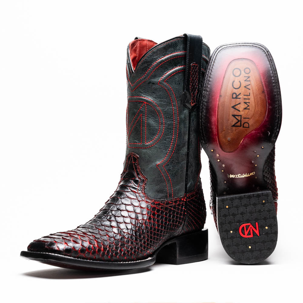 Marco di Milano Genuine Python snake skin boots Missouri Black Cherry men's