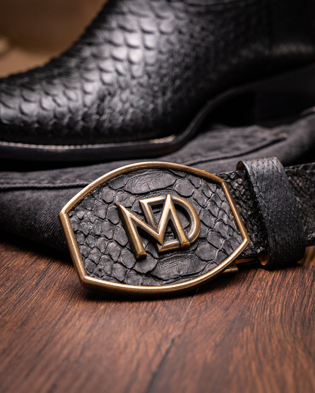 Marco di Milano Missouri Black python snake men's boots